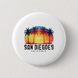Badge Rond 5 Cm Plages Retro San Diego Californie Surf Surfboa