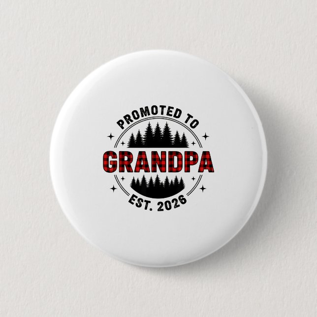 Badge Rond 5 Cm Plaid Lumberjack New Grandpa Promoted To Grandpa E (Devant)