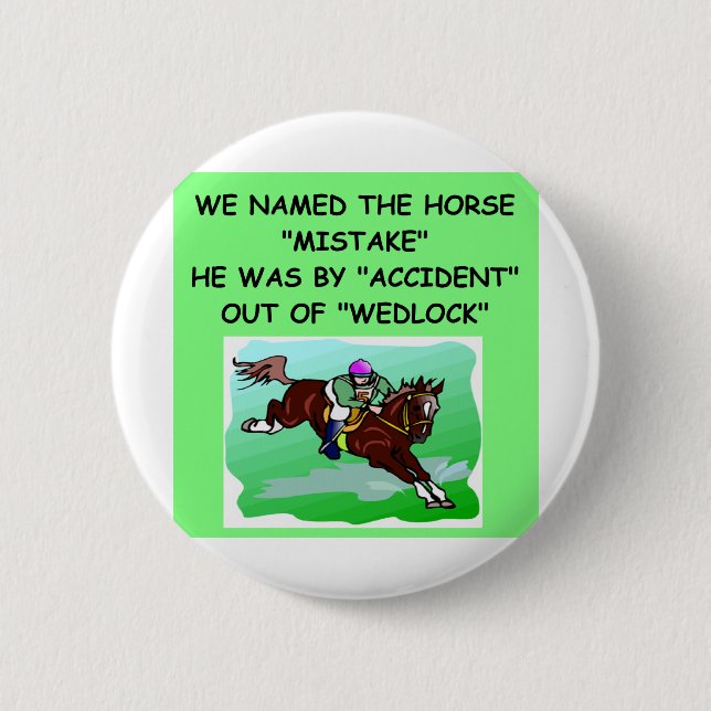 Badge Rond 5 Cm Plaisanterie de course de chevaux (Devant)
