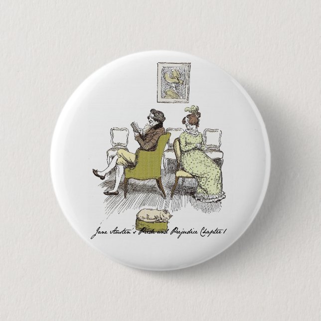 Badge Rond 5 Cm Plaisir en Vexing, Jane Austen Fierté & Préjugés (Devant)