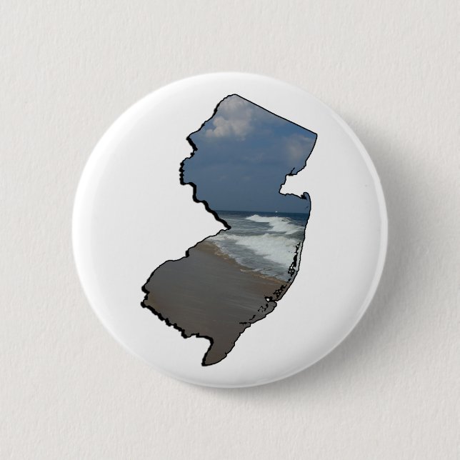 Badge Rond 5 Cm Plan de l'État de New Jersey Shore (Devant)