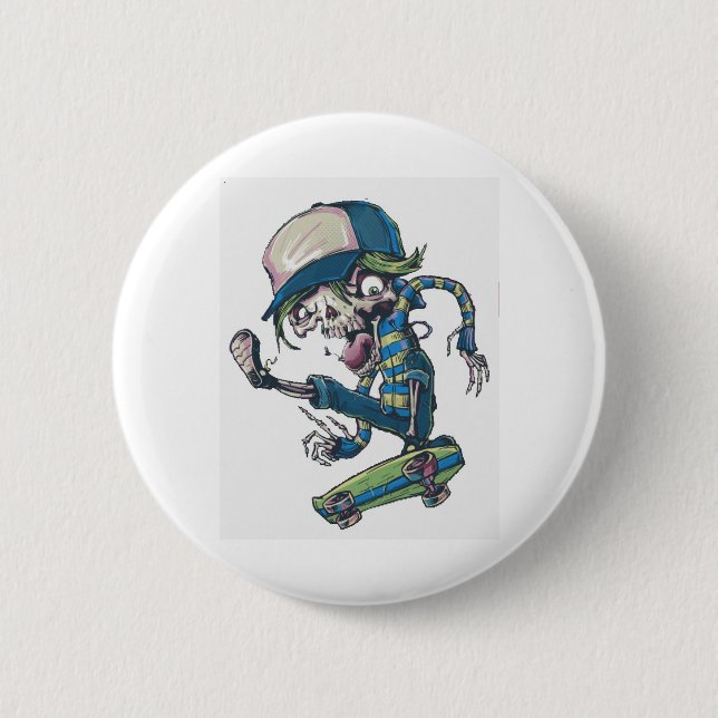 Badge Rond 5 Cm planche à roulettes bizarre (Devant)