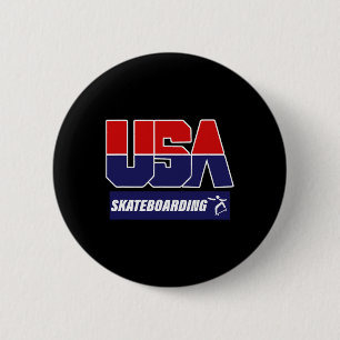Badge Rond 5 Cm Planche à roulettes Usa