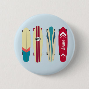 Badge Rond 5 Cm Planches à roulettes Vintages
