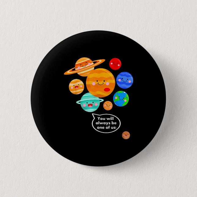 Badge Rond 5 Cm Plane Funny Cartoon Planets Never Forget  (Devant)