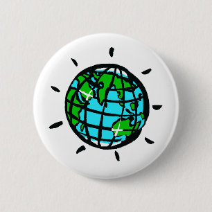 Badge Rond 5 Cm Planète Terre - Conservation - Ecologie - Nature