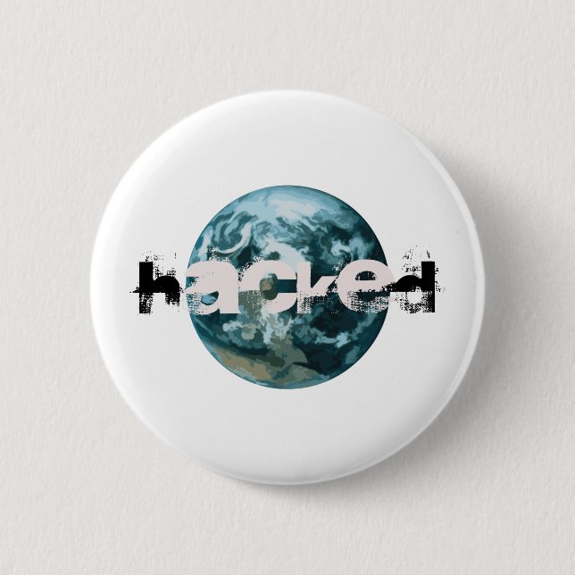 Badge Rond 5 Cm planète Terre piratée (Devant)