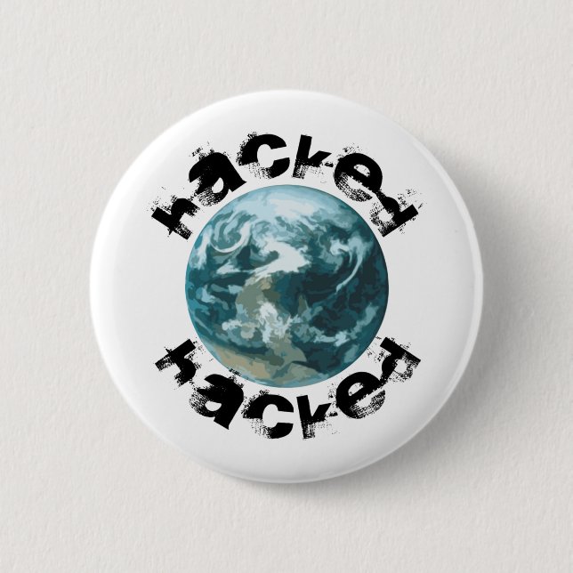 Badge Rond 5 Cm planète Terre piratée (Devant)