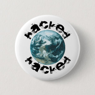 Badge Rond 5 Cm planète Terre piratée