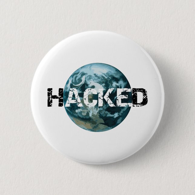 Badge Rond 5 Cm planète Terre piratée (Devant)