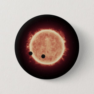 Badge Rond 5 Cm Planètes Transitant Red Nwarf Star Dans Trappist-1