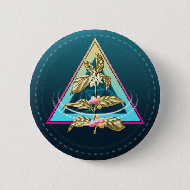 Badge Rond 5 Cm plante à café doré (Devant)
