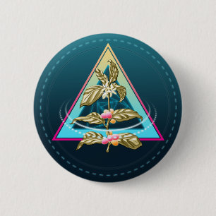 Badge Rond 5 Cm plante à café doré