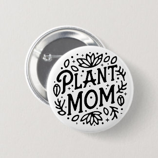 Badge Rond 5 Cm Plante maman boho esthétique céleste