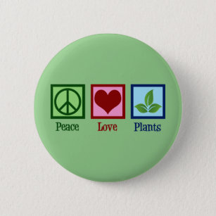 Badge Rond 5 Cm Plante Nursery Peace Love Plante mignon vert