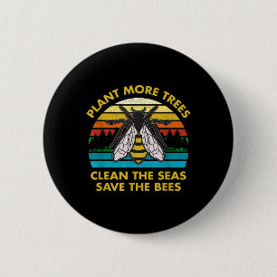 Badge Rond 5 Cm Plante Plus D'Arbres Nettoyer La Mer Sauver Les Ab