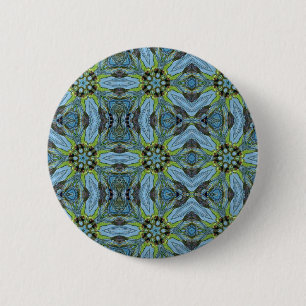Badge Rond 5 Cm Plantes d'art abstrait géométrique turquoise