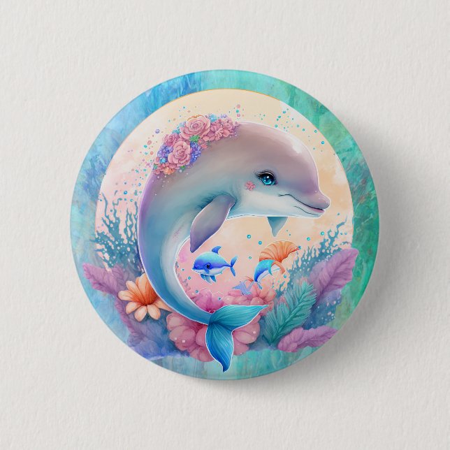 Badge Rond 5 Cm Plaque de fête de dauphin (Devant)