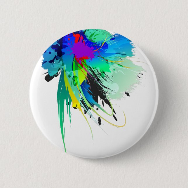 Badge Rond 5 Cm Plaques de peinture Peacock Abstraites (Devant)