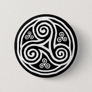 Badge Rond 5 Cm Plateau céleste blanc sur fond noir