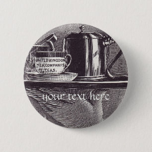 Badge Rond 5 Cm Plateau de thé vintage