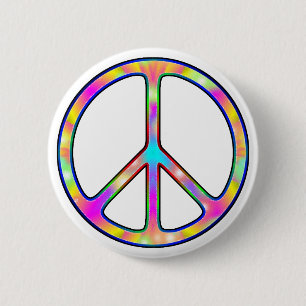 Badge Rond 5 Cm Plein signe de paix psychédélique
