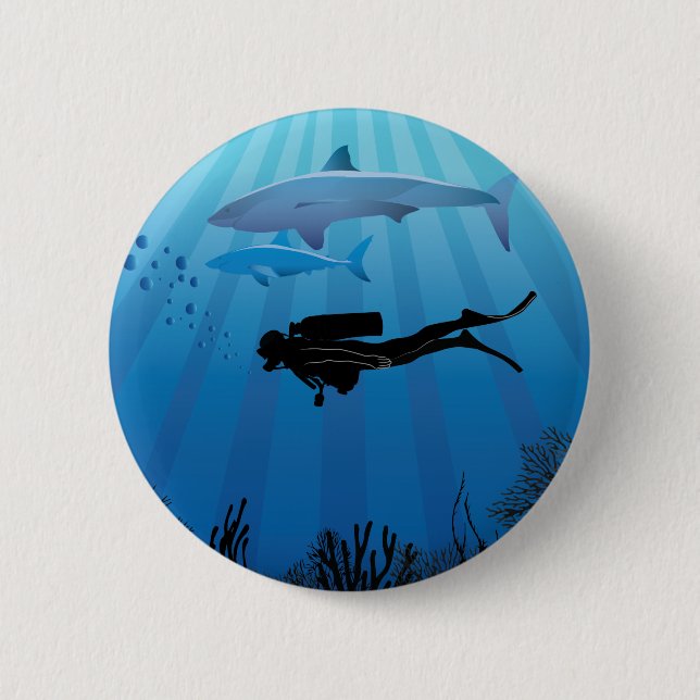 Badge Rond 5 Cm Plongée de requin Plongée plongée (Devant)