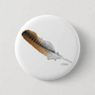 Badge Rond 5 Cm plume de Buse à queue rousse