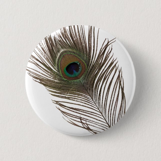 Badge Rond 5 Cm Plumes de paon (Devant)