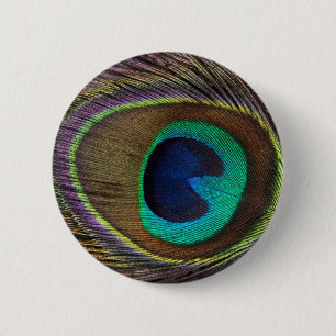 Badge Rond 5 Cm plumes de paon