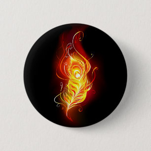 Badge Rond 5 Cm Plumes de paquetage de feu