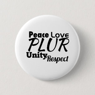 Badge Rond 5 Cm PLUR - Paix, Amour, Unité, Respect