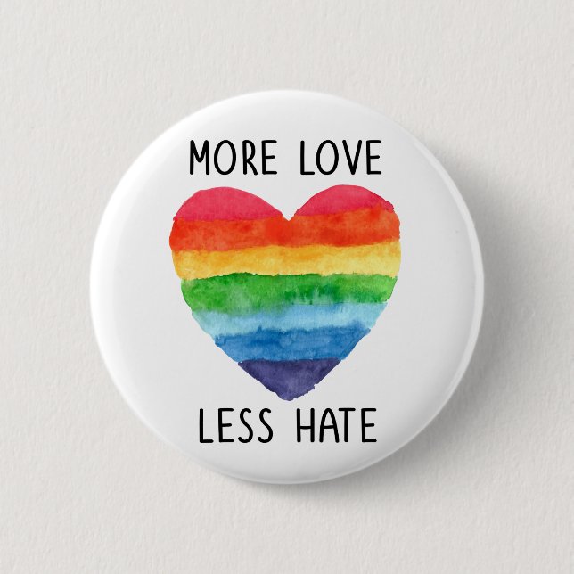 Badge Rond 5 Cm Plus d'amour moins de haine bouton (Devant)