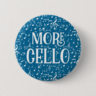 Badge Rond 5 Cm Plus de violoncelle - Musique Bleue Blanc