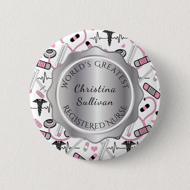 Badge Rond 5 Cm Plus grand docteur du monde / infirmière (Devant)