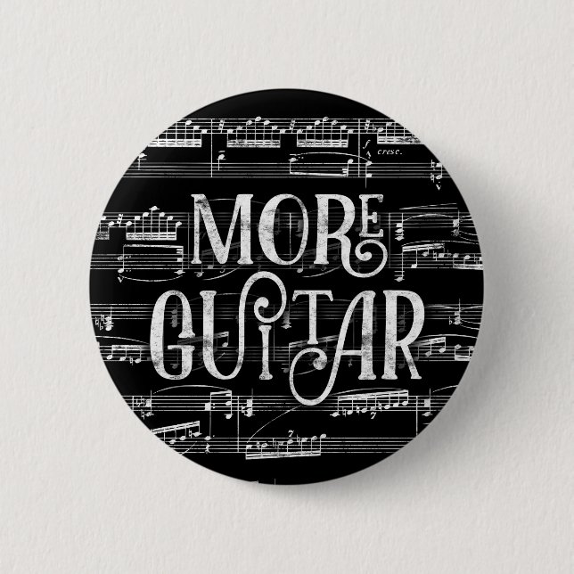 Badge Rond 5 Cm Plus Guitare Chalkboard - Black White Music (Devant)