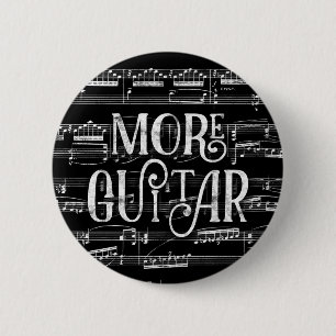 Badge Rond 5 Cm Plus Guitare Chalkboard - Black White Music