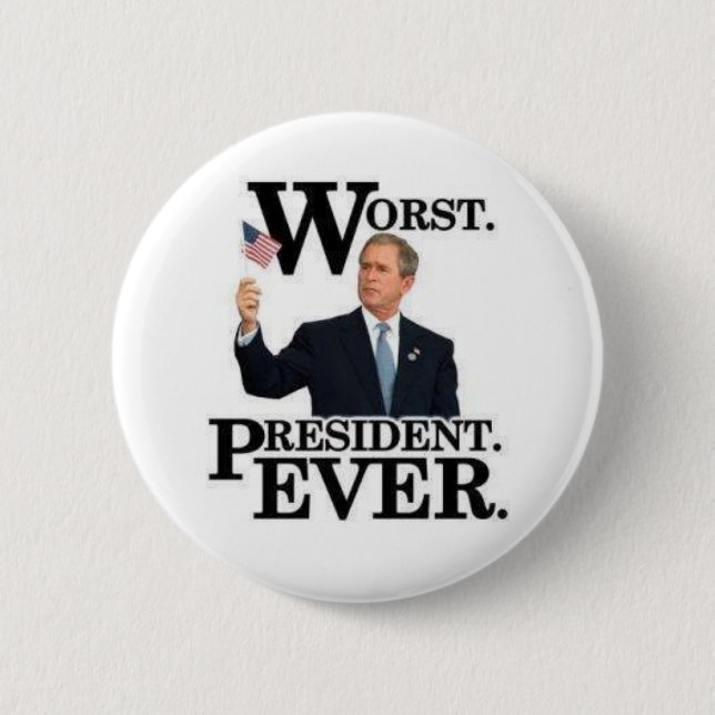 Badge Rond 5 Cm "Plus mauvais Pin du Président Ever" ! (Devant)