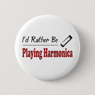 Badge Rond 5 Cm Plutôt joue l'harmonica