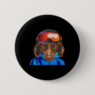 Badge Rond 5 Cm Pocket Snowboard Brown Skier
