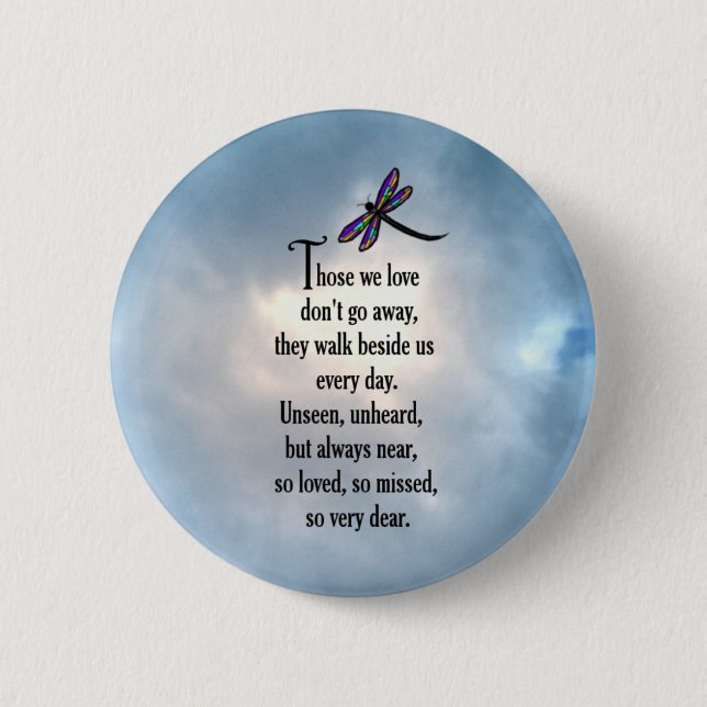 Badge Rond 5 Cm Poème "ainsi aimé" de libellule (Devant)