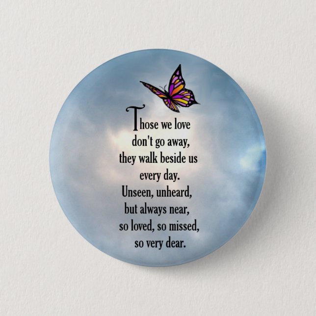 Badge Rond 5 Cm Poème "ainsi aimé" de papillon (Devant)