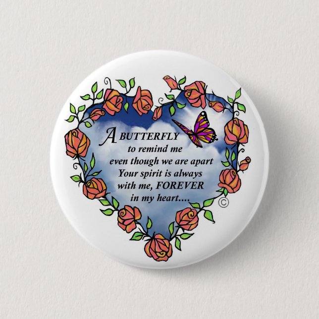 Badge Rond 5 Cm Poème commémoratif de papillon (Devant)