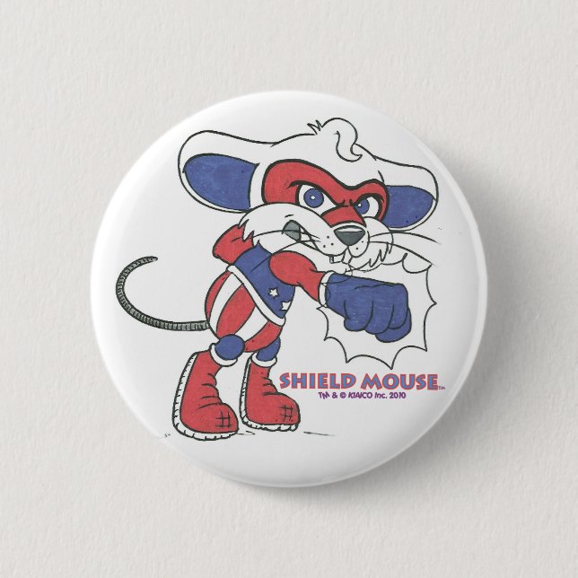 Badge Rond 5 Cm Poinçon patriotique de SOURIS de BOUCLIER !  (Devant)