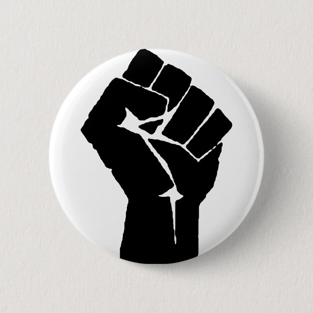 Badge Rond 5 Cm Poing d'alimentation noir (Devant)