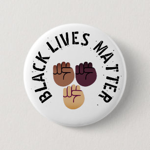 Badge Rond 5 Cm Poing levé - Matière de vie noire