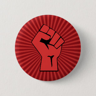 Badge Rond 5 Cm Poing révolutionnaire rouge