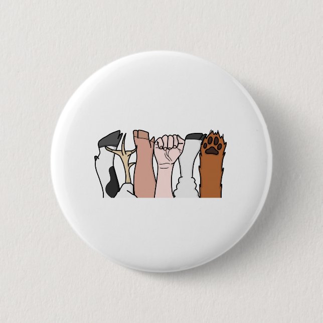 Badge Rond 5 Cm Poings animaux d'égalité (Devant)