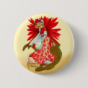 Badge Rond 5 Cm Poinsettia fille