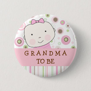 Badge Rond 5 Cm Point de polka rose - "grand-maman à être" Pin